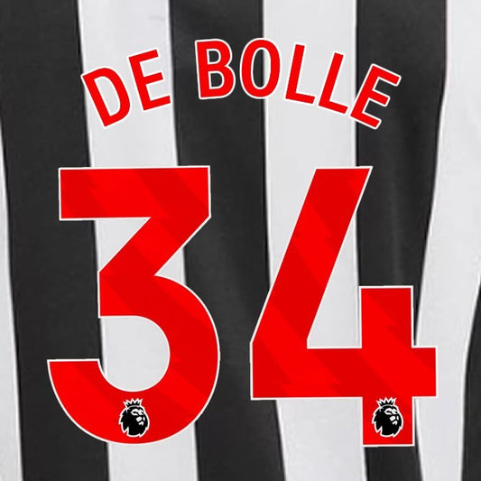 2023 2024 NEWCASTLE DE BOLLE 34 OFFICIAL RED HOME PLAYER SIZE NAME SET