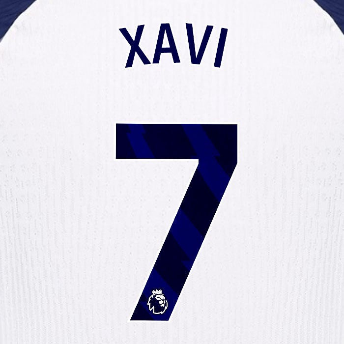 2025 2026 TOTTENHAM XAVI 7 BLUE HOME PLAYER SIZE NAME SET
