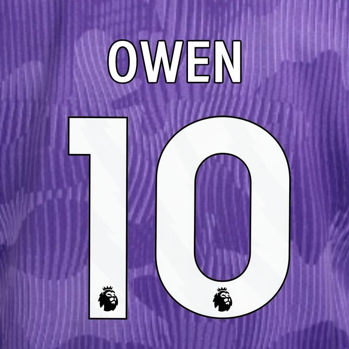 2023 2024 OFFICIAL LIVERPOOL OWEN 10 WHITE 3RD PLAYER SIZE NAMESET