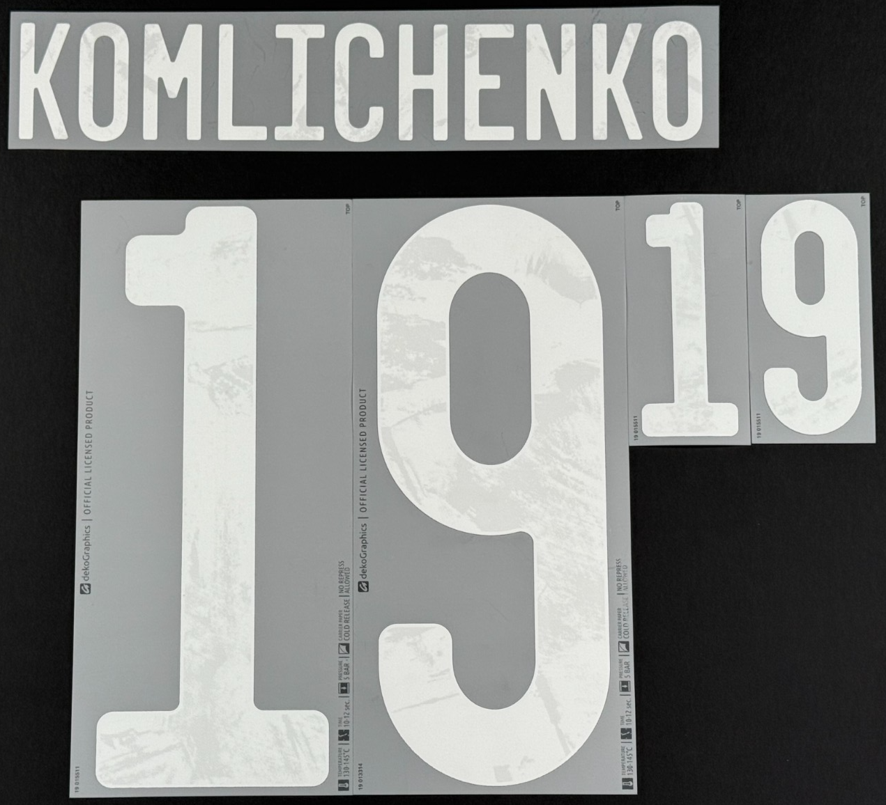 RUSSIA 2020 / 2021 OFFICIAL KOMLICHENKO 19 WHITE PLAYER SIZE NAMESET 265MM