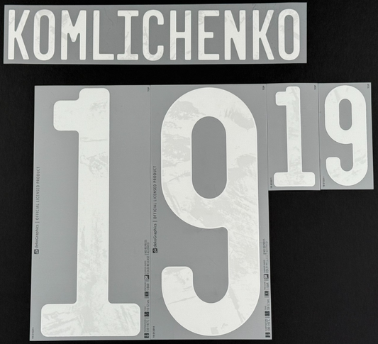 RUSSIA 2020 / 2021 OFFICIAL KOMLICHENKO 19 WHITE PLAYER SIZE NAMESET 265MM