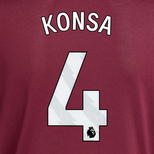 2025 2026 ASTON VILLA KONSA 4 OFFICIAL WHITE HOME PLAYER SIZE NAMESET