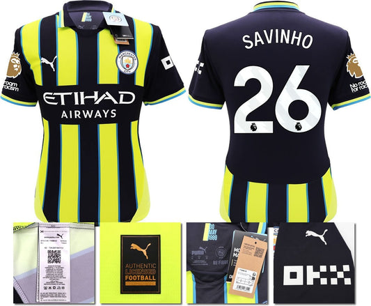 BNWT 24 25 MAN CITY PUMA AWAY SAVINHO 26 + PATCHES FOOTBALL SHIRT MEN'S MEDIUM