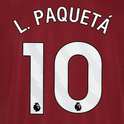 2023 - 2025 WEST HAM L. PAQUETA 10 OFFICIAL WHITE PLAYER SIZE NAMESET