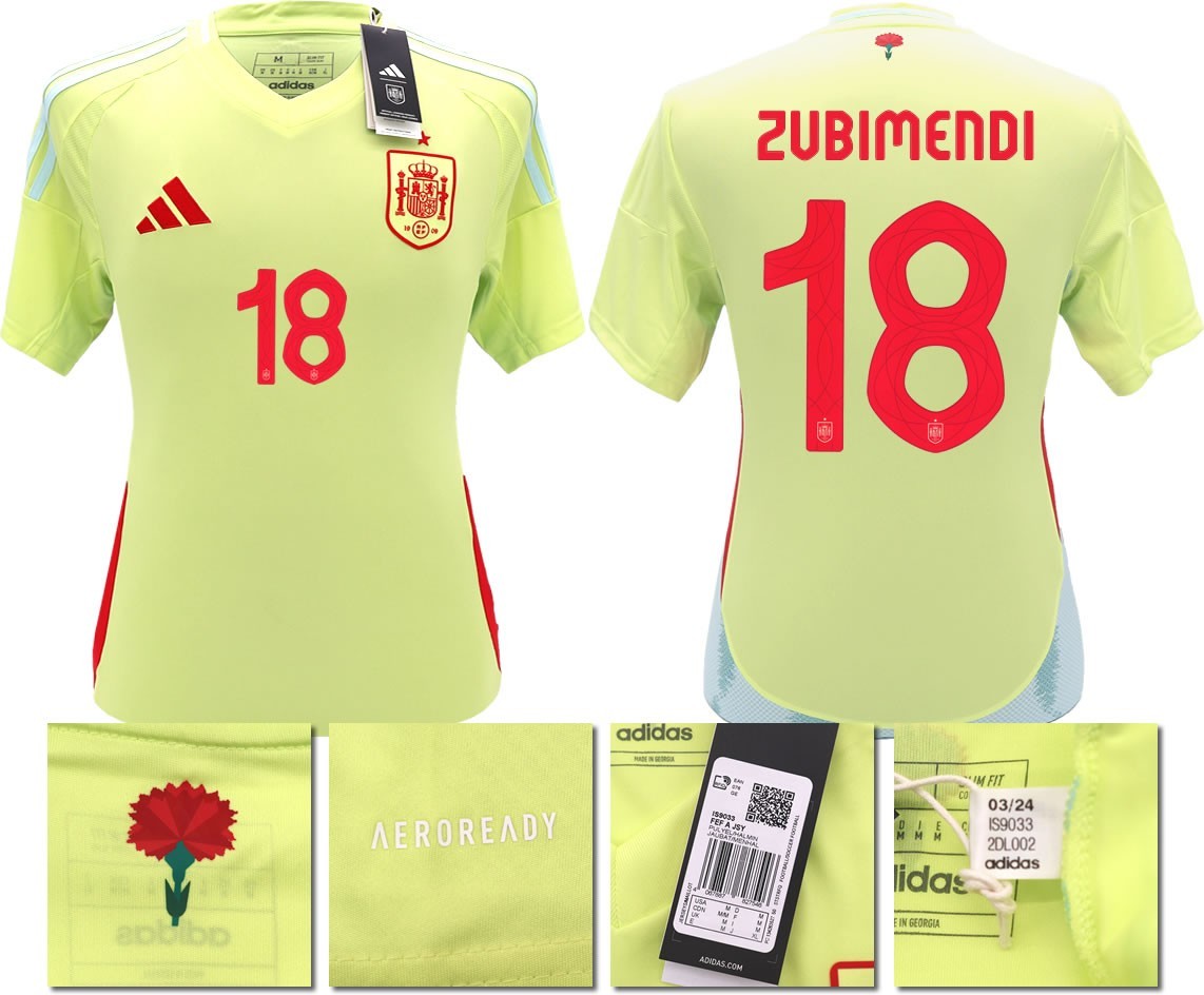 BNWT 2024 2025 SPAIN ADIDAS AWAY SHIRT ZUBIMENDI 18 MEN'S