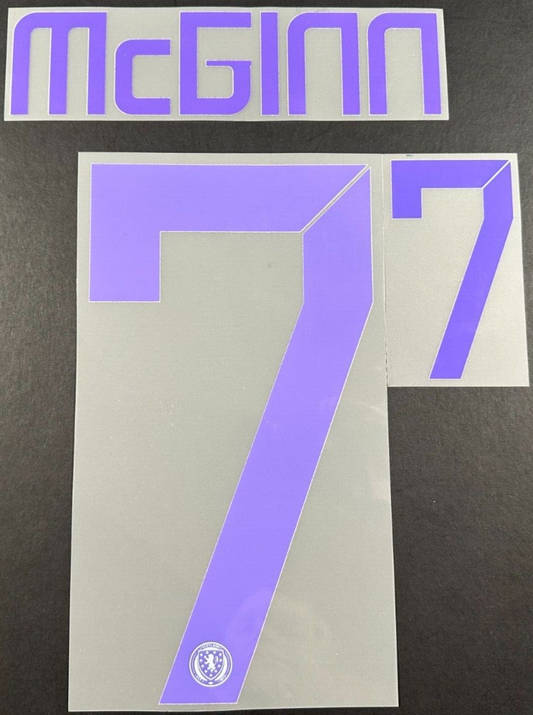 SCOTLAND 2024-2025 OFFICIAL SPORTING ID McGINN 7 AWAY PLAYER SIZE NAME SET