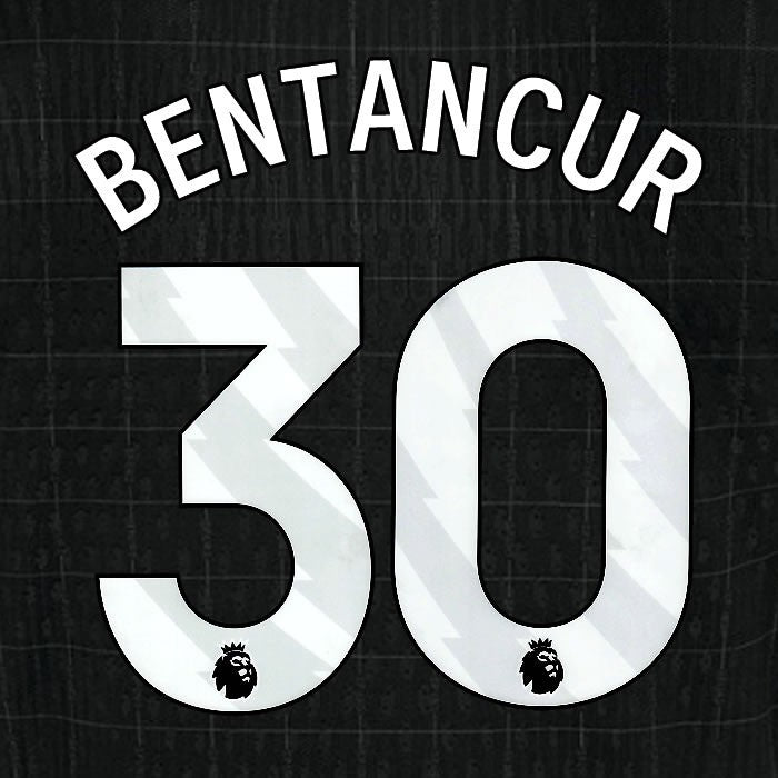 2025 2026 TOTTENHAM BENTANCUR 30 WHITE AWAY PLAYER SIZE NAME SET