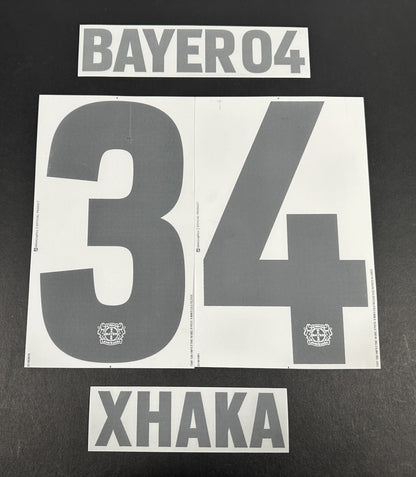 2023 2024 DekoGraphics BAYER LEVERKUSEN XHAKA 34 AWAY PLAYER SIZE NAME SET