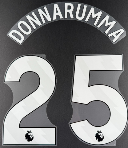 MAN CITY 25/26 DONNARUMMA 25 OFFICIAL AVERY DENNISON WHITE PLAYER SIZE NAME SET