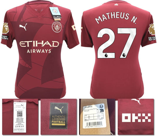 BNWT 24 25 MAN CITY PUMA THIRD MATHEUS N. 27+ PATCHES FOOTBALL SHIRT MENS MEDIUM