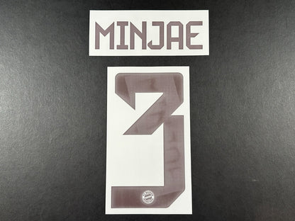 2024 2025 OFFICIAL BAYERN MINJAE 3 HOME DARK RED PLAYER SIZE NAMESET