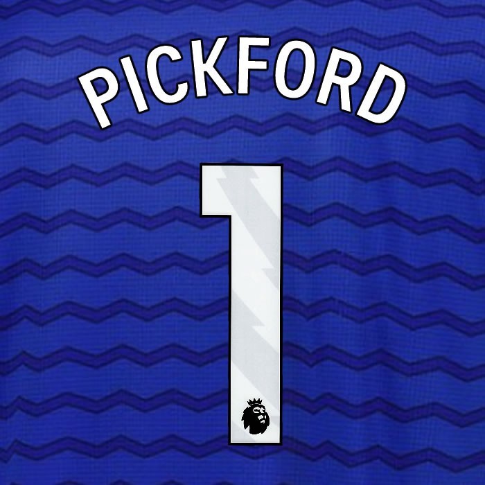 2025 2026 EVERTON PICKFORD 1 OFFICIAL WHITE HOME PLAYER SIZE NAMESET