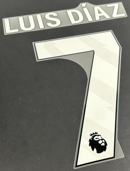 LIVERPOOL 2024/25 LUIZ DIAS 7 OFFICIAL AVERY DENNISON WHITE PLAYER SIZE NAME SET