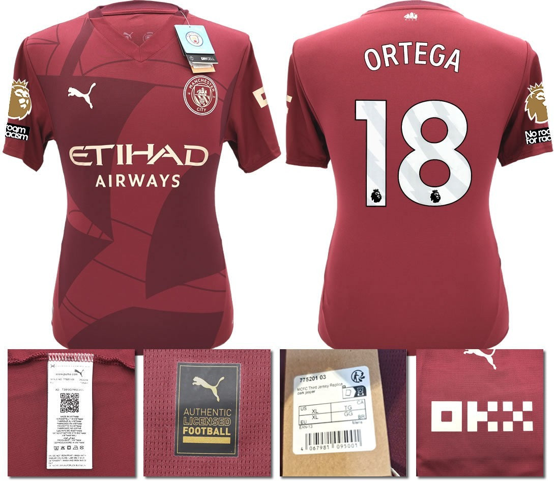 BNWT 24 25 MAN CITY PUMA THIRD ORTEGA 18 + PATCHES FOOTBALL SHIRT MENS LARGE