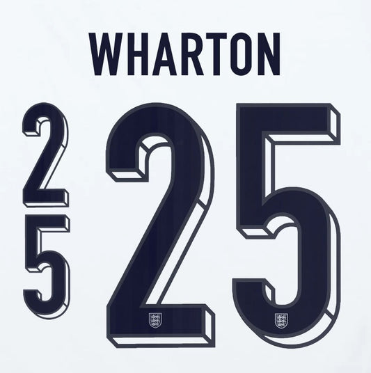 2024 2025 OFFICIAL ENGLAND WHARTON 25 HOME PLAYER SIZE NAME SET