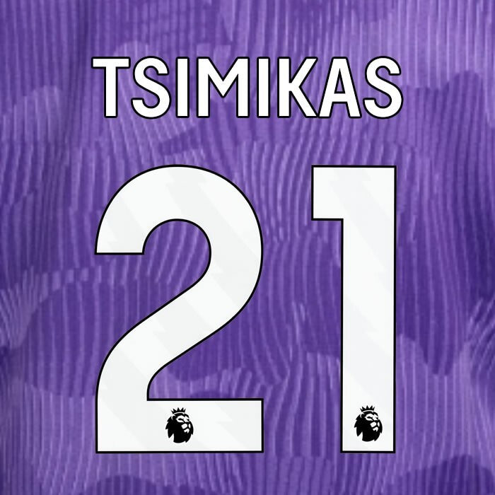 2023 2024 OFFICIAL LIVERPOOL TSIMIKAS 21 WHITE 3RD PLAYER SIZE NAMESET
