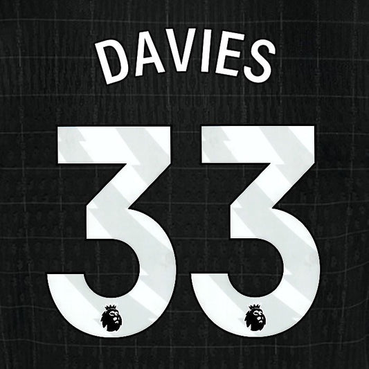 2025 2026 TOTTENHAM DAVIES 33 WHITE AWAY PLAYER SIZE NAME SET