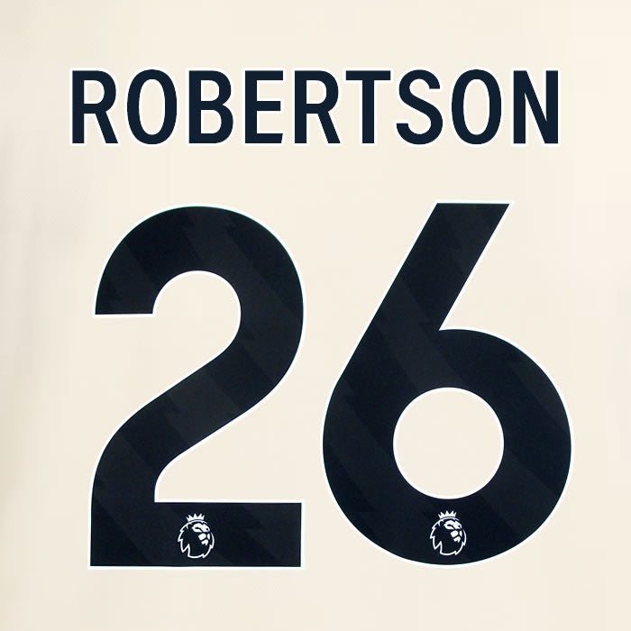 2025 2026 OFFICIAL LIVERPOOL ROBERTSON 26 BLACK AWAY PLAYER SIZE NAMESET