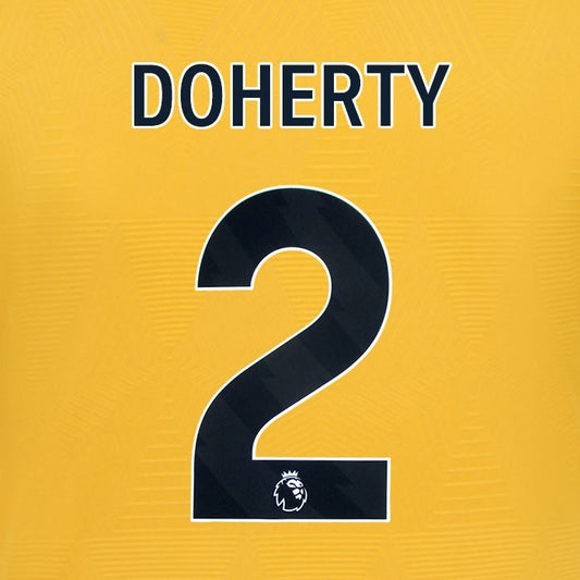 2024 2025 WOLVES HOME BLACK DOHERTY 2 OFFICIAL PLAYER SIZE NAMESET
