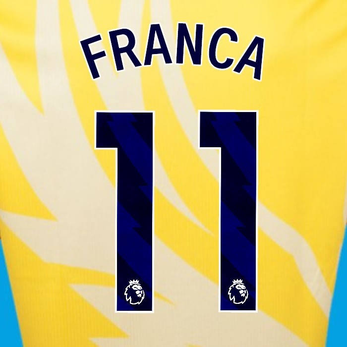 2024 2025 OFFICIAL CRYSTAL PALACE M. FRANCA 11 BLUE AWAY PLAYER SIZE NAMESET