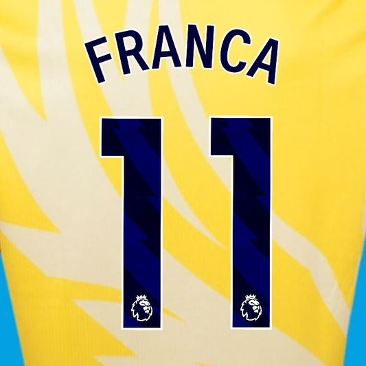 2024 2025 OFFICIAL CRYSTAL PALACE M. FRANCA 11 BLUE AWAY PLAYER SIZE NAMESET