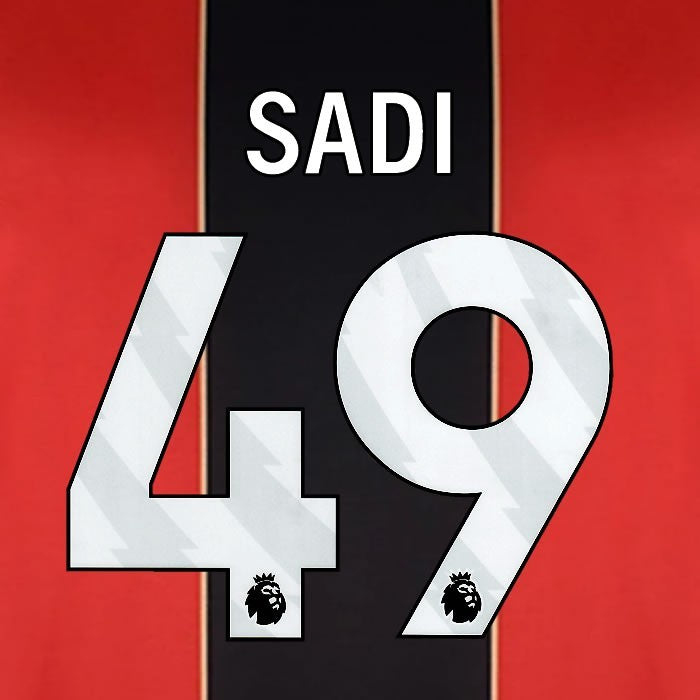 2024 2025 BOURNEMOUTH SADI 49 WHITE HOME PLAYER SIZE NAME SET