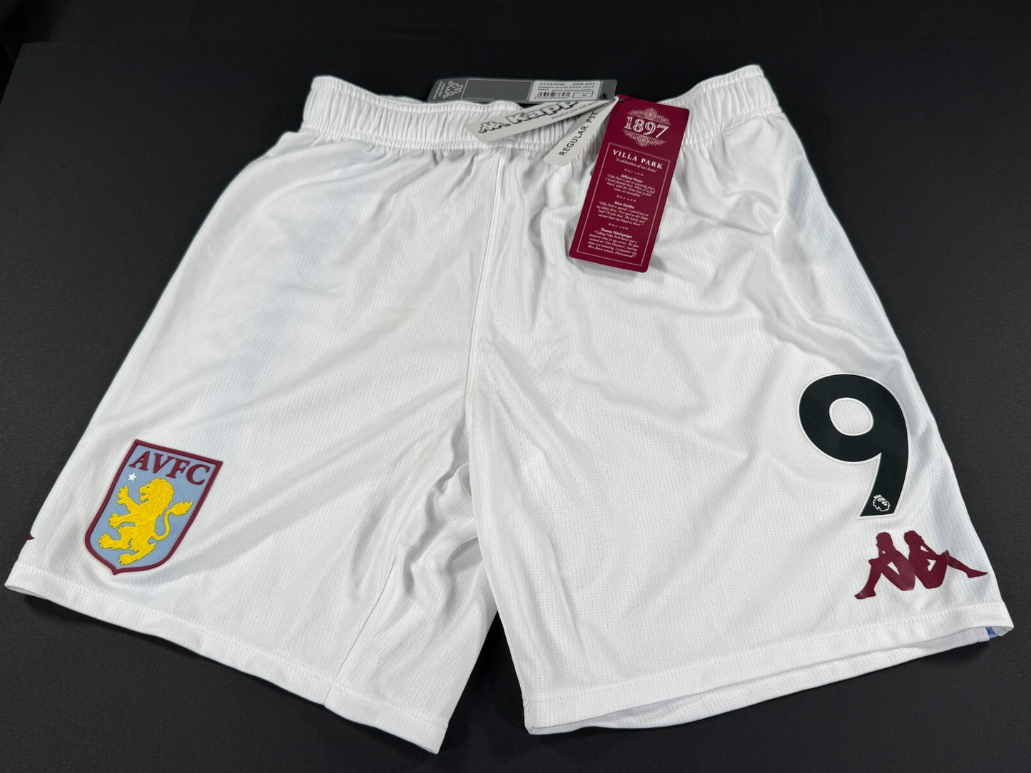 BRAND NEW 2020 2021 KAPPA ASTON VILLA HOME FOOTBALL SHORTS #9 MENS MEDIUM