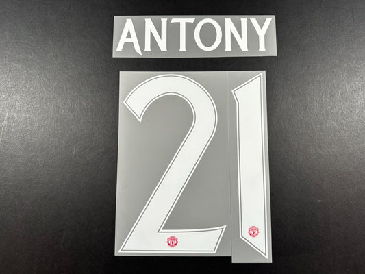 2024 2025 OFFICIAL MAN UNITED ANTONY 21 WHITE CUP PLAYER SIZE NAMESET