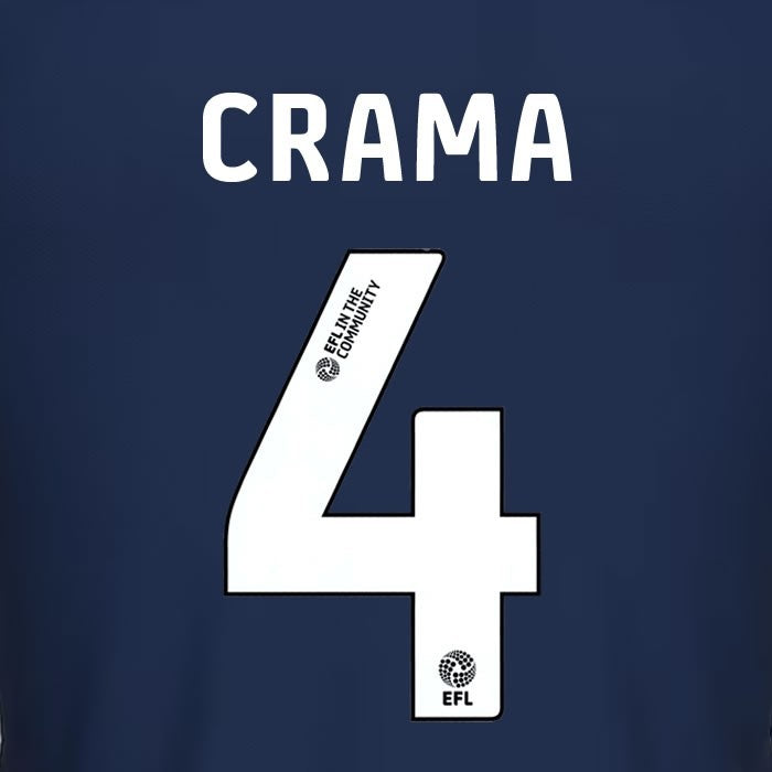 25 26 MILLWALL CRAMA 4 OFFICIAL WHITE HOME PLAYER SIZE NAME SET 230MM