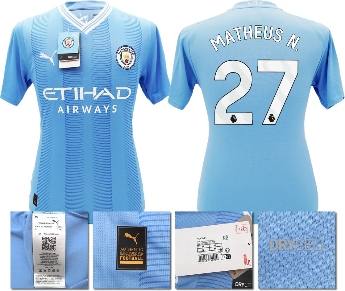 BNWT 2023 2024 MAN CITY PUMA HOME MATHEUS N. 27 SHIRT MEN'S MEDIUM