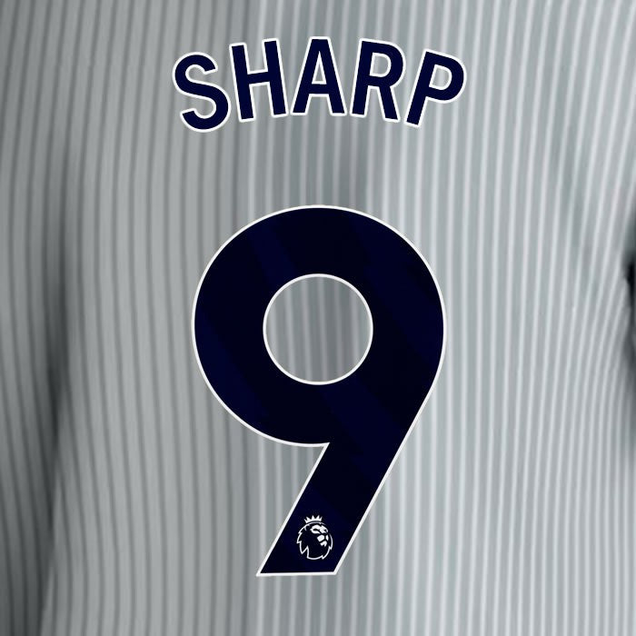 2023 2024 EVERTON SHARP 9 OFFICIAL BLUE 3RD PLAYER SIZE NAMESET