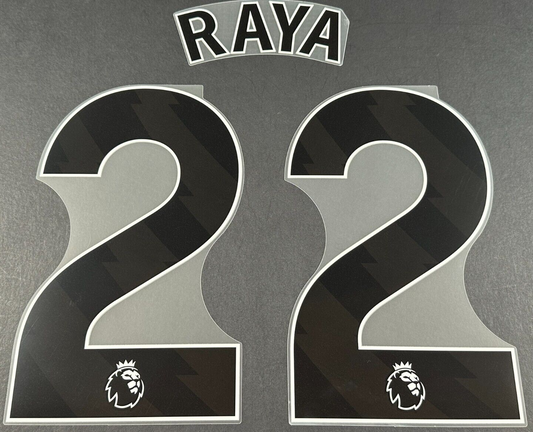 ARSENAL 2023-25 RAYA 22 OFFICIAL AVERY DENNISON BLACK PLAYER SIZE NAME SET