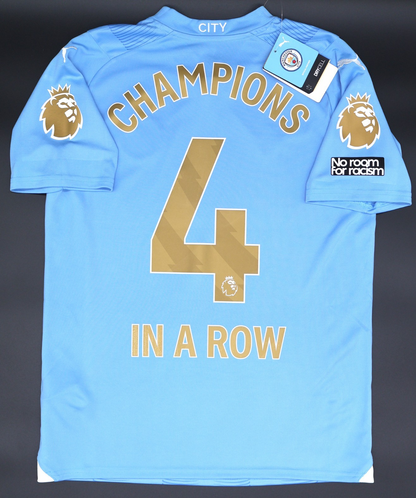 BNWT 23 24 MAN CITY PUMA HOME CHAMPIONS 4 IN A ROW + PATCHES SHIRT