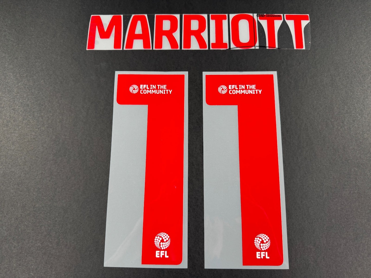 2025 2026 WREXHAM A.F.C MARRIOTT 11 OFFICIAL RED 3RD PLAYER SIZE NAMESET