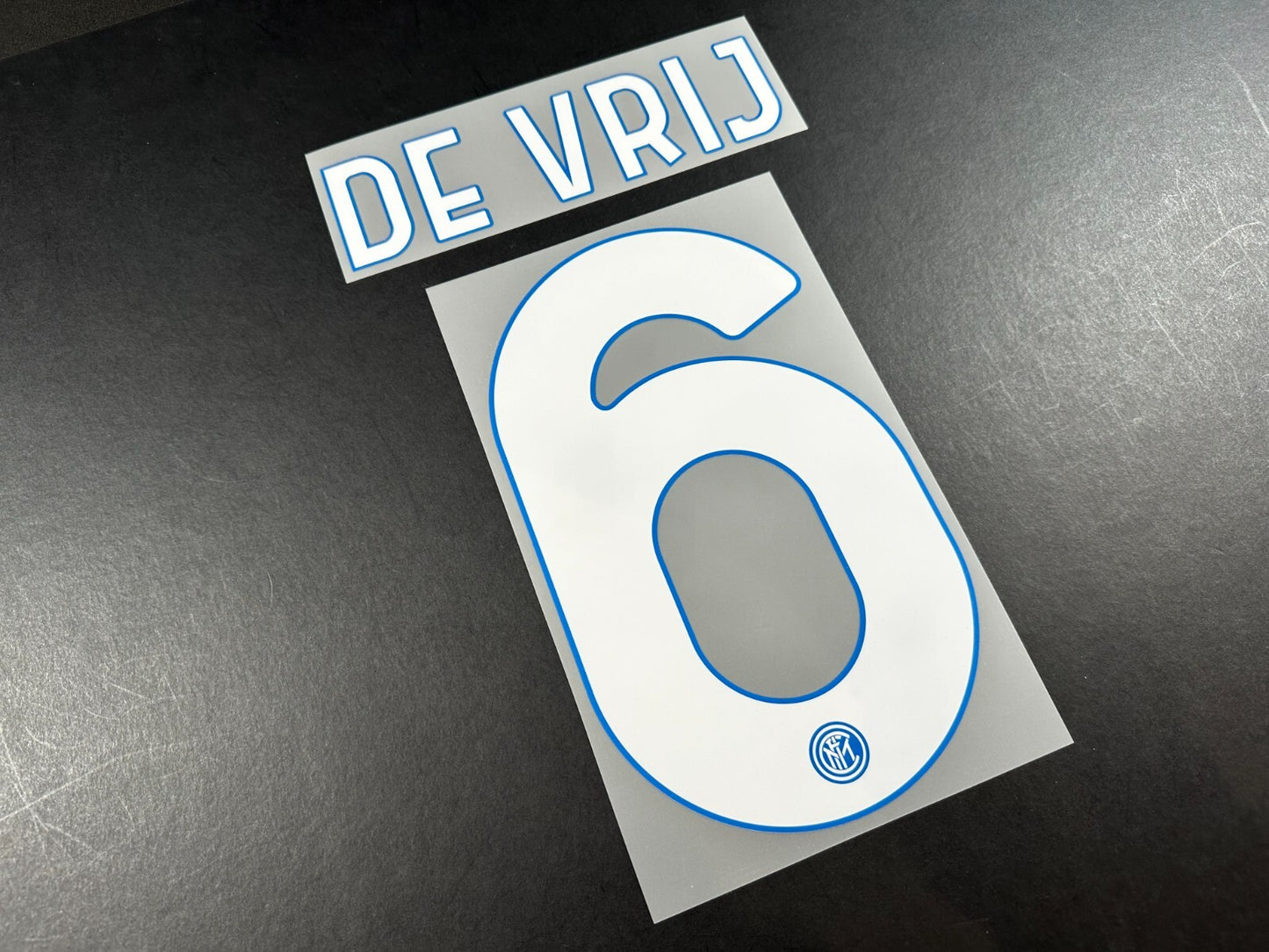 INTER MILAN 2020 2021 DE VRIJ 6 OFFICIAL HOME WHITE PLAYER SIZE NAMESET