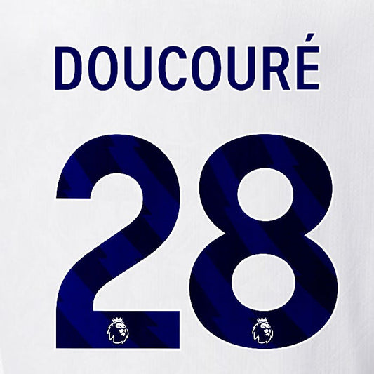2025 2026 OFFICIAL CRYSTAL PALACE DOUCOURE 28 BLUE AWAY PLAYER SIZE NAMESET