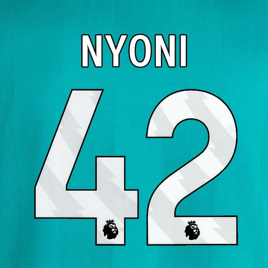 2025 2026 OFFICIAL LIVERPOOL NYONI 42 WHITE 3RD PLAYER SIZE NAMESET