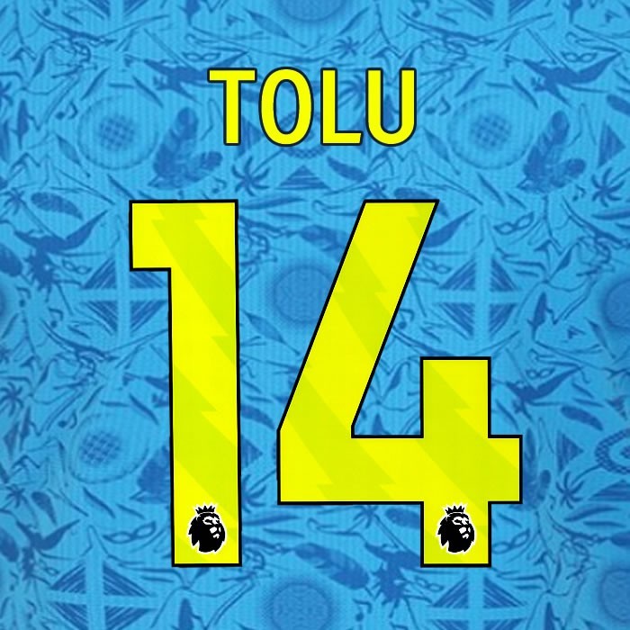 2025 2026 WOLVES 3RD YELLOW TOLU 14 OFFICIAL PLAYER SIZE NAMESET