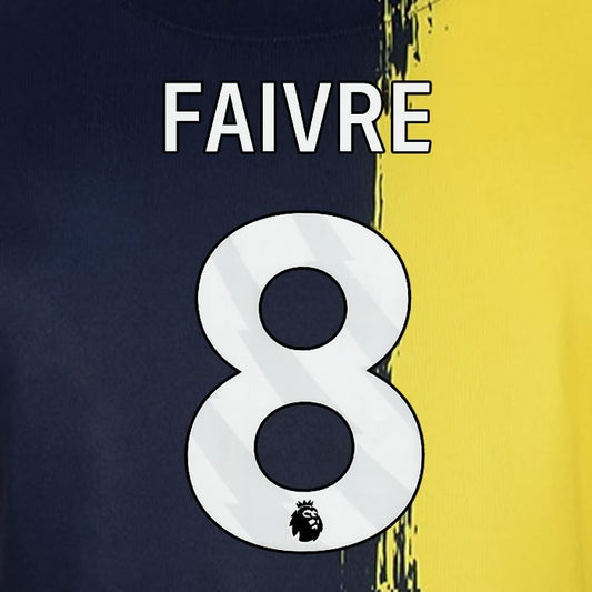 2023 2024 BOURNEMOUTH FAIVRE 8 WHITE 3rd PLAYER SIZE NAME SET