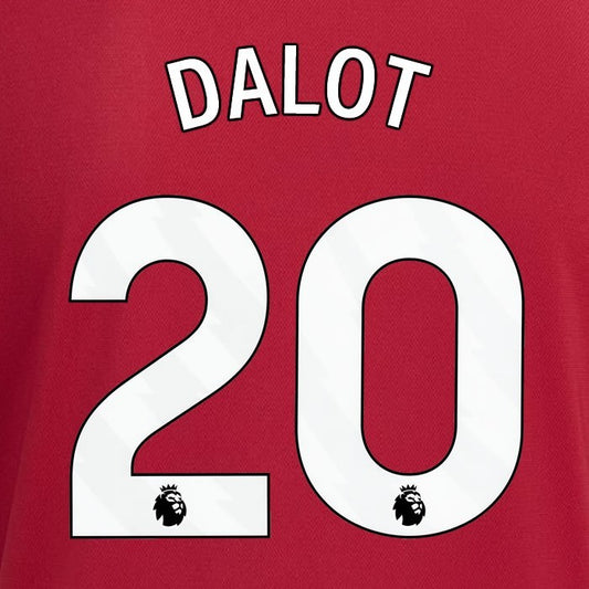 2023 2024 MANCHESTER UNITED DALOT 20 HOME WHITE PLAYER SIZE NAMESET