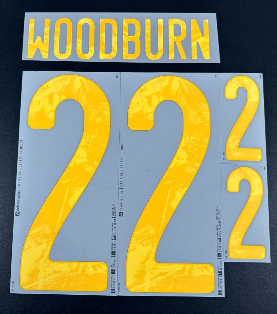 WALES 20-21 OFFICIAL SPORTING ID WOODBURN 22 HOME PLAYER SIZE NAMESET 265MM