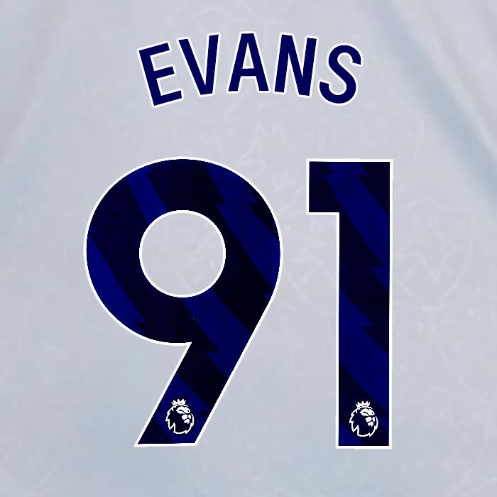2024 2025 OFFICIAL LEICESTER CITY EVANS 91 BLUE 3RD PLAYER SIZE NAME SET