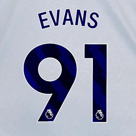 2024 2025 OFFICIAL LEICESTER CITY EVANS 91 BLUE 3RD PLAYER SIZE NAME SET