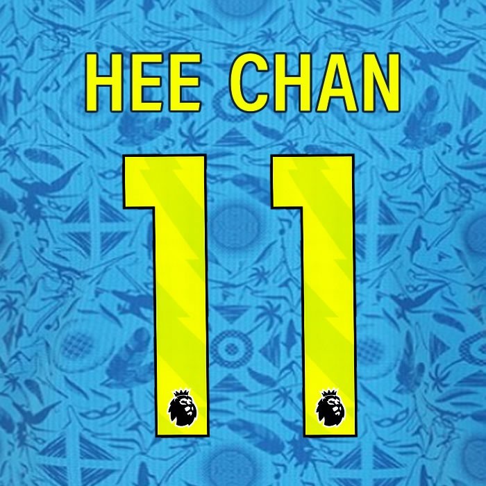 2025 2026 WOLVES 3RD YELLOW HEE CHAN 11 OFFICIAL PLAYER SIZE NAMESET