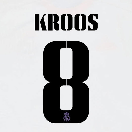 22 23 AVERY DENNISON REAL MADRID KROOS 8 HOME BLACK PLAYER SIZE NAMESET