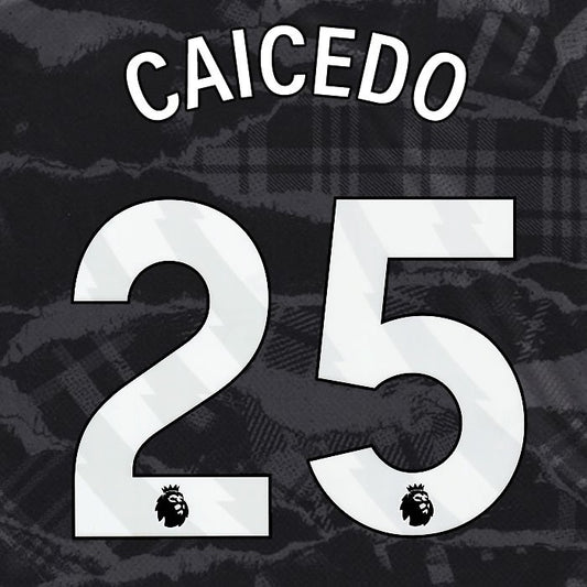 2024 2025 OFFICIAL CHELSEA CAICEDO 25 WHITE 3RD PLAYER SIZE NAMESET