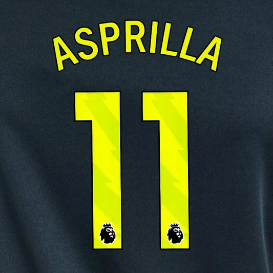 2023 2024 NEWCASTLE ASPRILLA 11 OFFICIAL YELLOW 3rd PLAYER SIZE NAME SET