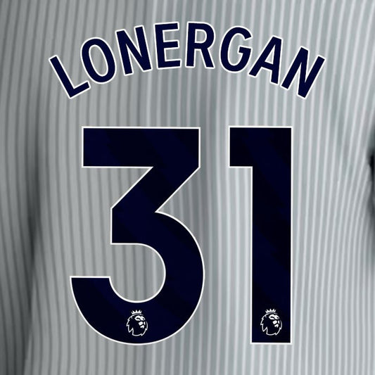 2023 2024 EVERTON LONERGAN 31 OFFICIAL BLUE 3RD PLAYER SIZE NAMESET