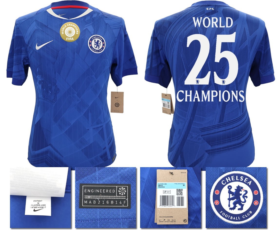 BNWT 25 26 CHELSEA NIKE HOME SHIRT WORLD CHAMPIONS 25 CUP PRINTING + CWB
