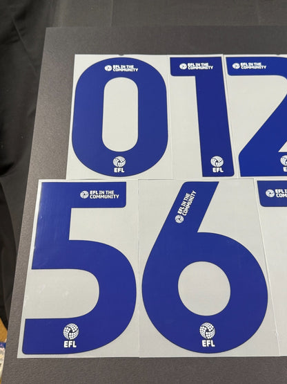 2024 2025 OFFICIAL EFL FOOTBALL LEAGUE BLUE PLAYER SIZE SHIRT NUMBERS